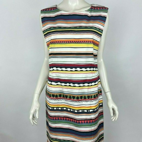 Kate Spade Saturday Stripe Sheath Dress Stretch Cotton Blend Multicolor Women 14 - Picture 1 of 16